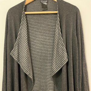 Eileen Fisher Open Front Reversible Striped Cardigan